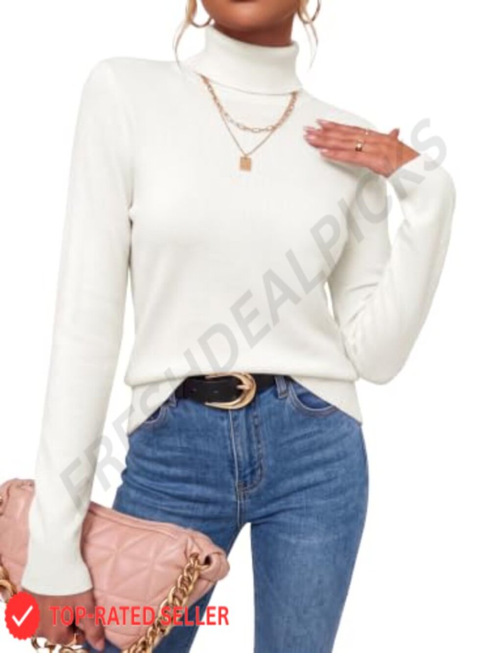 Wool Blend Turtleneck Sweater Business Casual Pullover